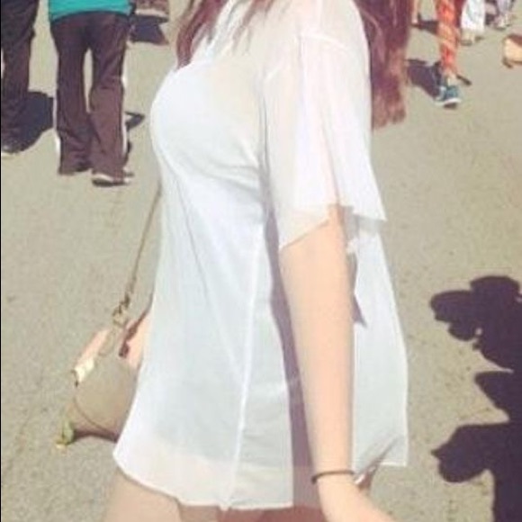 Sheer White Oversized Jersey Tee - Picture 3 of 4